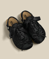 Lindos zapatos planos con plataforma y cordones con lazo rosa